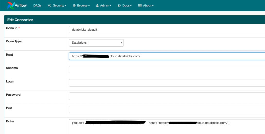 Airflow Databricks - Airflow Connection Parameter Settings